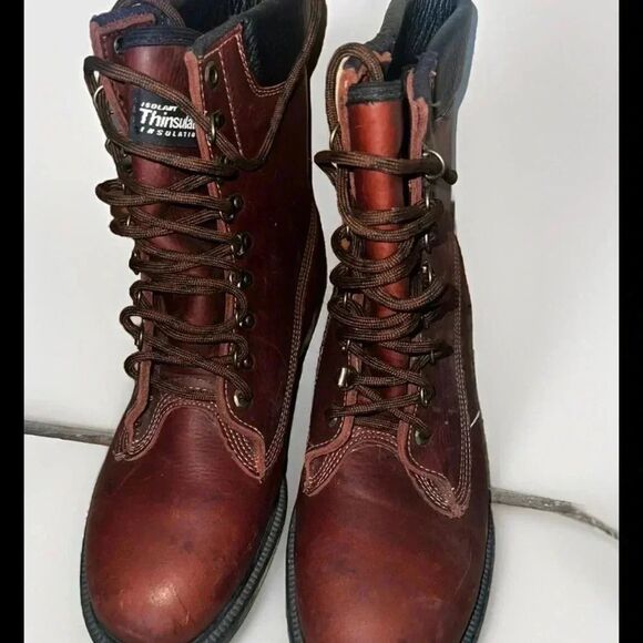 Made In Canada Brown Leather‎ Isolant Thinsulate Insulation Work Boots Size 8.5D - Picture 2 of 8